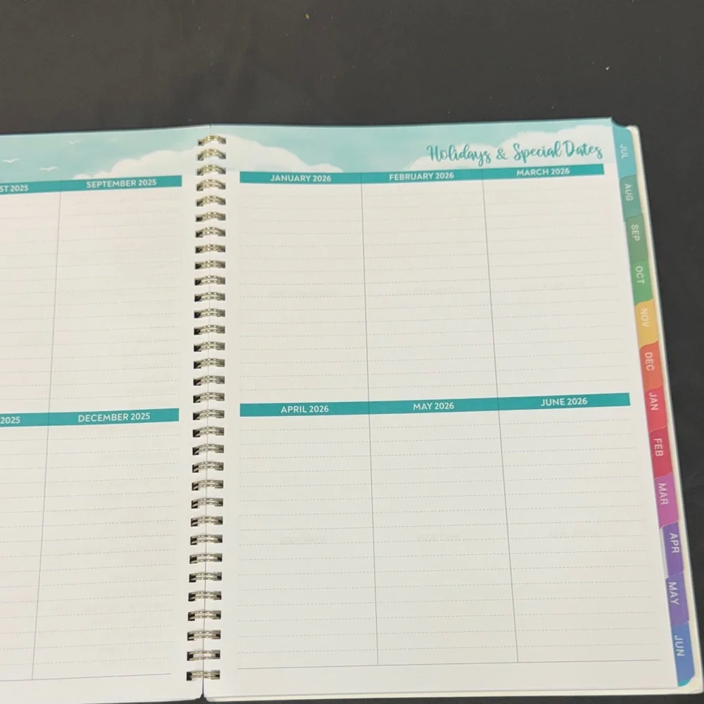 Indeme Floral Teacher Planner 2025-2026 Academic year weekly monthly twin wire